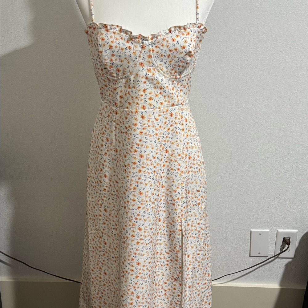 French Connection Orange Floral Midi Dress